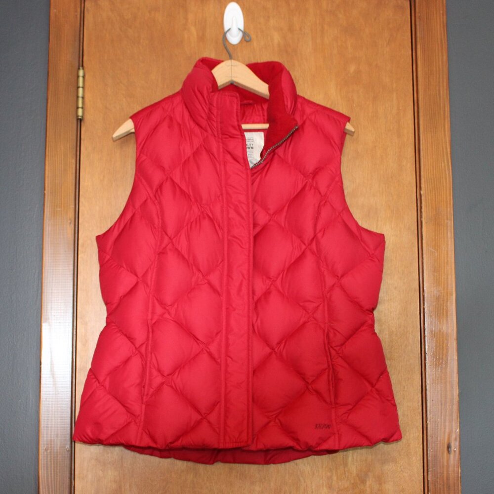 Eddie Bauer 700 Fill Goose Down Puffer Vest Red Womens Large Quilted Zip